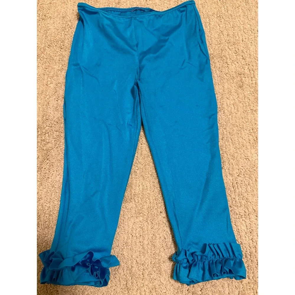 Weissman‎ Kids Large Iridescent Sequin Blue Dance Costume + Pants & Accessories